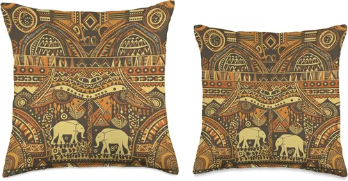 Vista 3 de Logiamerch Patterns Patrón africano con elefante, almohada Love Africa, 16 x 16 pulgadas, multicolor