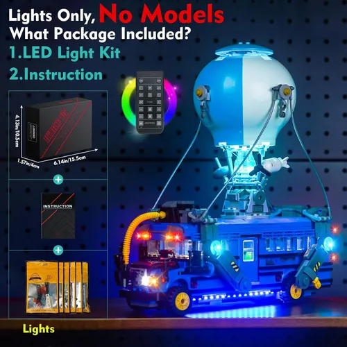 Vista 7 de LocoLee Kit de luces LED versión RC compatible con Lego 77073 Battle Bus Fortnite, accesorios de iluminación creativa compatibles con Lego 77073
