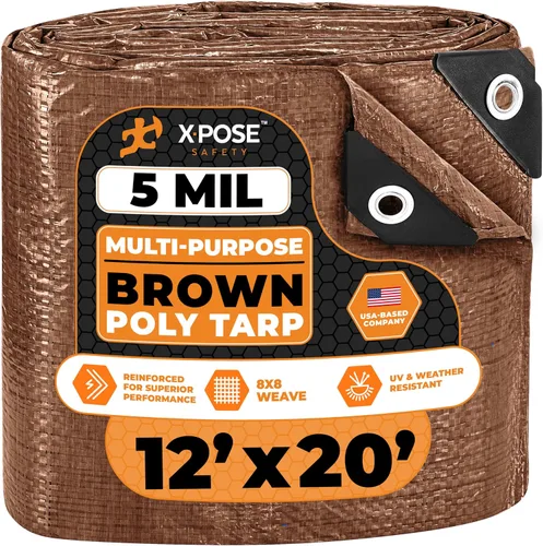 Vista 41 de Xpose Safety - Lona de polietileno ligera azul – Funda protectora multiusos, paño de goteo – duradero, impermeable, resistente a la intemperie