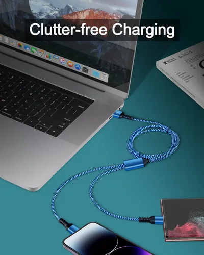 Vista 4 de para cable de carga 2 en 1 Lightning y USB-C de Apple (4 pies), USB a Lightning y USB a USB-C, cable de carga largo y rápido para iPhone 17 Air 16e