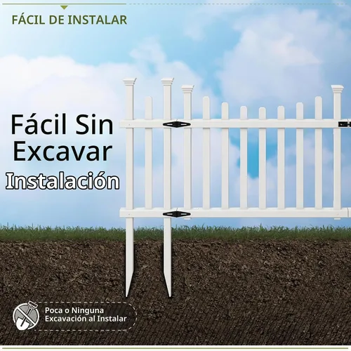 Vista 2 de Zippity Madison Picket Gate, kit de vinilo blanco sin excavación