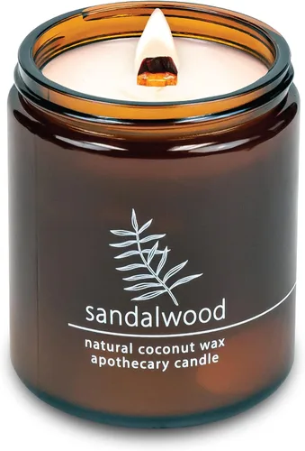 Vista 36 de Vela de mecha de madera agrietada Hemlock Park hecha a mano con cera de coco natural (grande de 16 oz, ámbar) Coconut Apricot Wax Crackling Wood