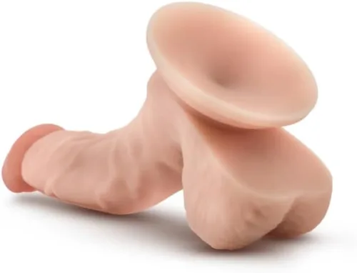 Vista 7 de Blush Dr. Skin: Consolador curvado de 6.5 pulgadas ~ Consoladores de tacto real de 1.5 pulgadas de ancho con bolas ~ Compatible con correa