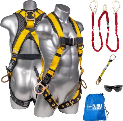 Vista 11 de Palmer Safety Kit de arnés de seguridad para protección contra caídas I Arnés de construcción + varios cordones + extensor de anillo en D