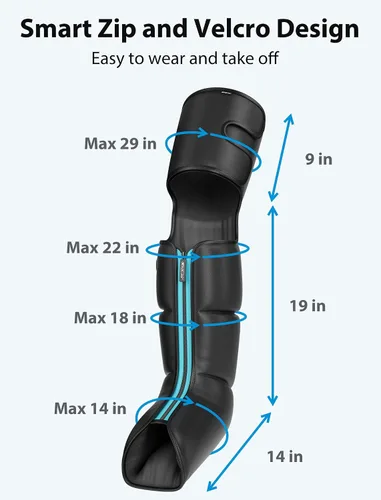 Vista 8 de Masajeador de piernas inalámbrico CINCOM, compresión de aire para dolor y circulación 3 massage modes, 10 intensities, 5 timers, Rechargeable