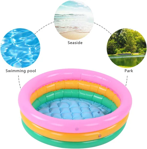 Vista 8 de Piscina inflable para bebés y niños, 3 anillos para niños, piscina de lavabo de PVC, piscina redonda suave para bebés y niños pequeños, para playa