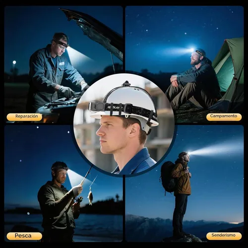 Vista 8 de ATDOALL Faro LED recargable, lámparas de cabeza ligeras para acampar