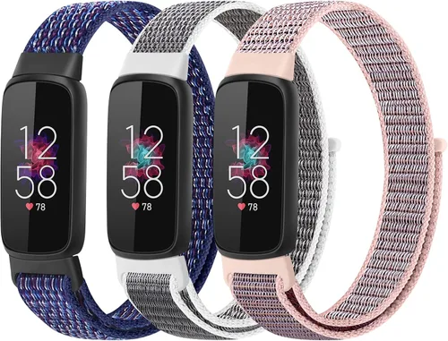 Vista 7 de Correas de nailon compatibles con correas Fitbit Luxe, correas deportivas de tela transpirable ajustable Solo Loop, pulsera de repuesto suave