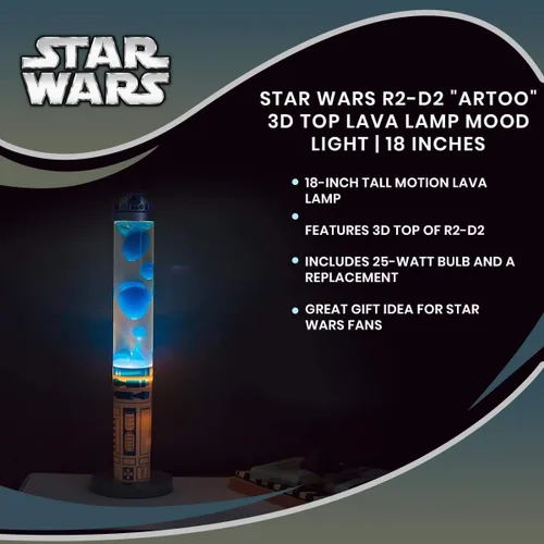 Vista 6 de Star Wars R2-D2 "Artoo" Lámpara de Movimiento Superior 3D, Luz Ambiental 18 Pulgadas