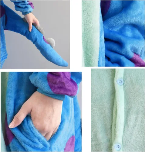 Vista 4 de Pijama de franela de una pieza para disfraz de Halloween, diseño de animal