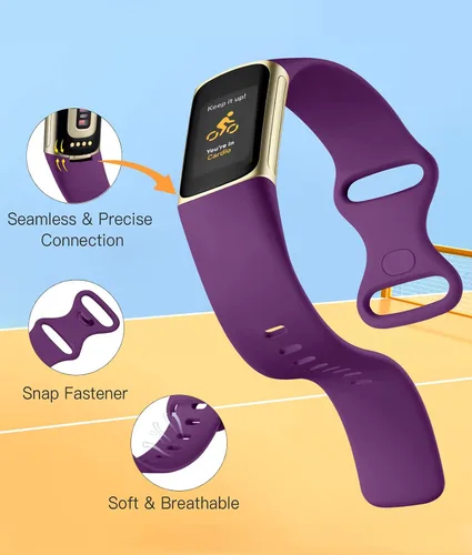 Vista 2 de Maledan Correa deportiva compatible con Fitbit Charge 5/Charge 6 bandas para mujeres y hombres, correa de repuesto suave e impermeable para Fitbit