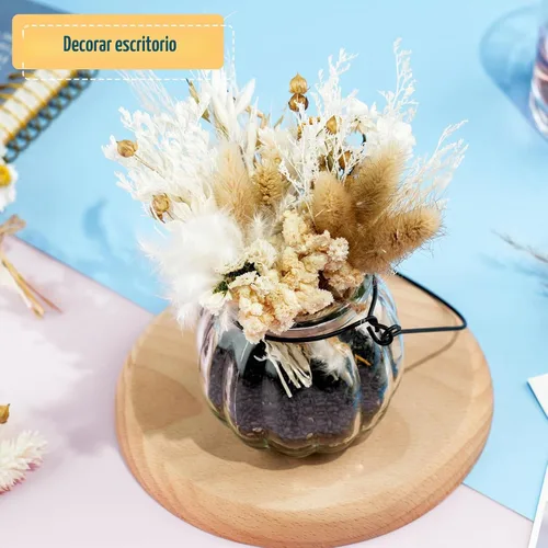 Vista 3 de 12 Pack de Bouquet de Flores Secas Mini Hierba Natural de Pampas Pequeña para Manualidades, Flores en Relieve Secas con Tallo, Arreglo Artificial