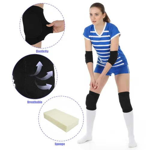 Vista 3 de COMNICO Juego de 2 coderas y rodilleras de voleibol con almohadilla de protección, accesorios esenciales para mujeres y hombres, baloncesto, tenis