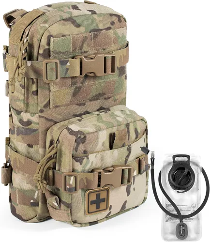 Vista 14 de Paquete de Hidratación Táctica Pequeña MOLLE Transportador de Vejiga de Agua para Exteriores para Chaleco Mochila, Negro, Mochilas Daypack