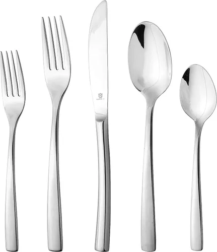 Vista 34 de Juego de utensilios de servir, cucharas de servir de acero inoxidable 18/10, servidores de ensalada, cuchillos de mantequilla, acabado espejo, apto