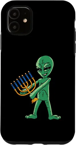 Vista 5 de Funda para iPhone 14 Alien Menorah Hanukkah Star Of David Janukah Jewish Holiday Case
