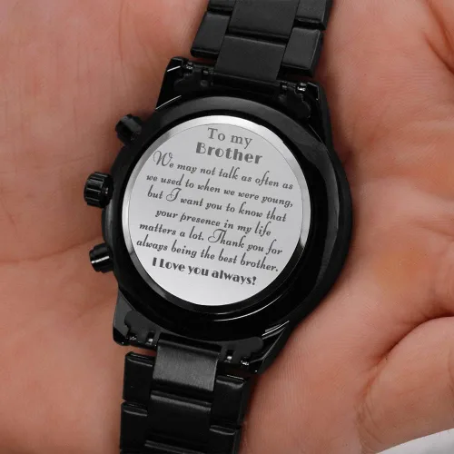 Vista 5 de Regalo To my Brother, reloj para hombres, reloj de madera personalizado para hombre, reloj de madera para él, reloj grabado, regalo personalizado