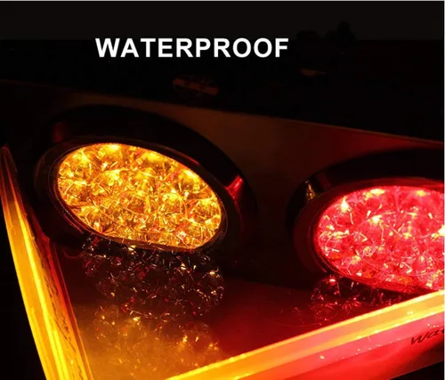 Vista 6 de Auovo Luces traseras LED para camiones/remolques con base de soporte de hierro, impermeable, DC12-24V 48-LED, barra de luz trasera para luces