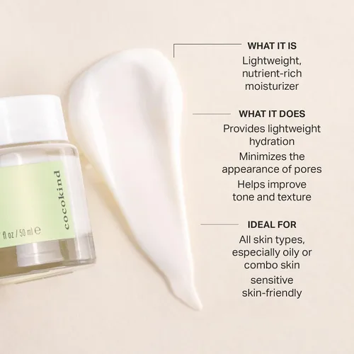 Vista 2 de Cocokind Crema suavizante texturizada, hidratante facial con escualano, semillas de apio y pepino, loción facial hidratante facial, crema facial