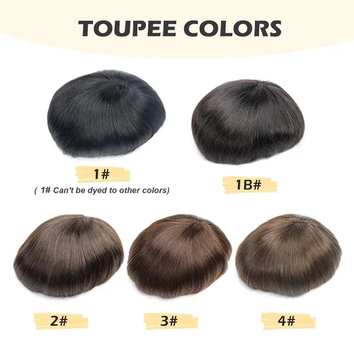 Vista 3 de Toupee - Sistema de reemplazo de cabello para hombres, cabello humano real, 5 x 7 pulgadas, base de encaje mono, extensión duradera para hombre
