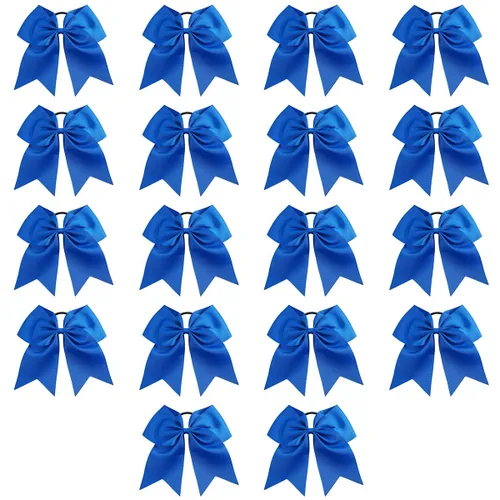 Vista 12 de 18 PCS 8" Large American Flag Cheer Hair Bows Ponytail Holder Elastic Band Handmade for Cheerleaders Teen Girls College Sports