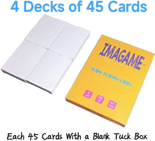 Vista 3 de IMAGAME Naipes blancos en blanco, 180 unidades, tamaño de póquer, perfectas para tarjetas flash de bricolaje, crea tu propio juego, estudia