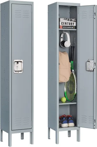Vista 11 de Armario de metal con 15 puertas, armario de almacenamiento de metal con ganchos, armario de almacenamiento de 72 pulgadas para empleados, hogar