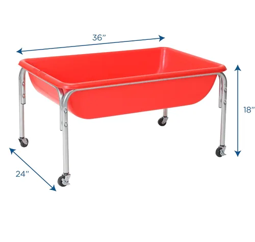 Vista 2 de Children's Factory Mesa sensorial mediana – 18″ de altura, caja de arena, mesa de agua para niños, rojo