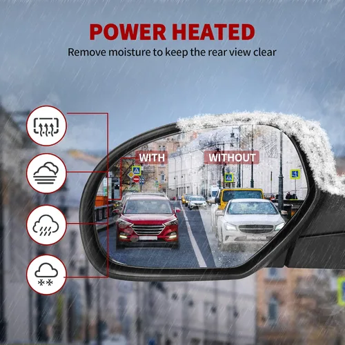 Vista 3 de YITAMOTOR Espejo retrovisor izquierdo para remolque con vidrio ajustado eléctricamente y calefactado, señal de giro LED con flecha, lámpara