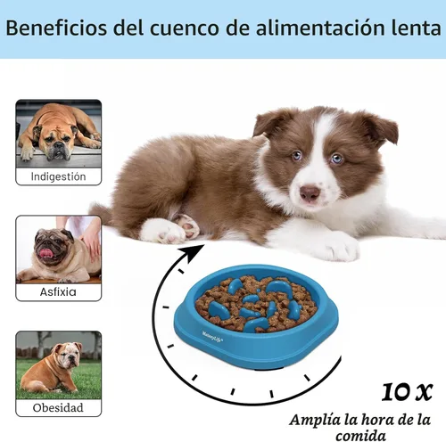 Vista 2 de MateeyLife Paquete de 2 cuencos para perros de alimentación lenta, 1 taza A-Azul claro y azul oscuro