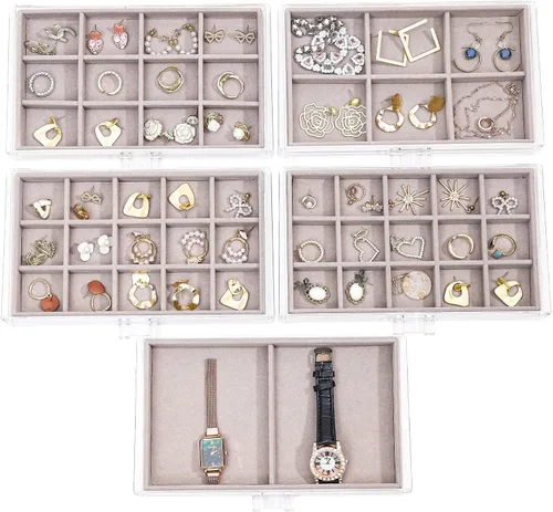 Vista 3 de Cq acrylic Organizador de joyas con 5 cajones Gris