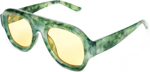 Vista 2 de Gafas de Sol Retro Cuadradas para Mujeres, Estilo Gradiente de Moda, UV400, Tendencia, Gafas de Sol Piloto para Hombres Verde Amarillo