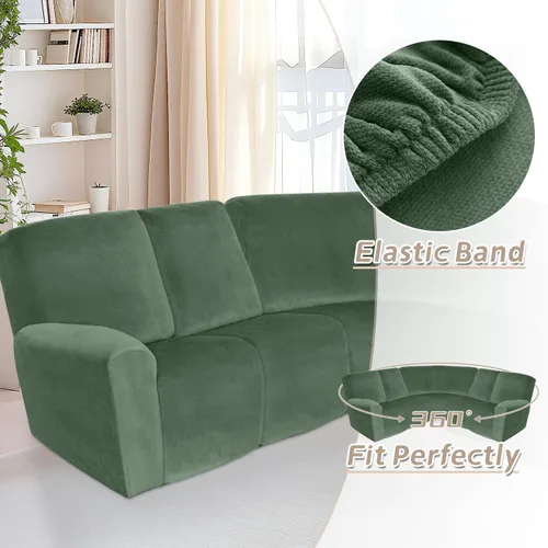 Vista 245 de Arfntevss Fundas de sofá seccional reclinable de terciopelo, Funda de sofá seccional de esquina para sofá reclinable, Funda elástica suave
