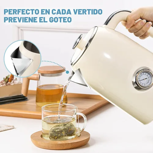 Vista 3 de SUSTEAS Tetera Eléctrica - Hervidor de Agua Caliente de 57 oz para Té con Termómetro, Tetera de Acero Inoxidable de 1500W de Calentamiento Rápido