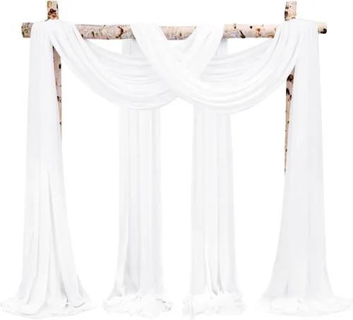 Vista 13 de Tela para Cubrir Arco de Boda, 4 Paneles 71 cm x 6,1 m Telas para Arco de Boda Azul Bebé para Ceremonia, Telas de Gasa para Decoración de Arco