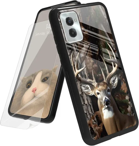 Vista 14 de Funda para Motorola Moto G Play 4G 2024 con protector de pantalla, parte trasera de vidrio templado + funda de silicona suave TPU absorción