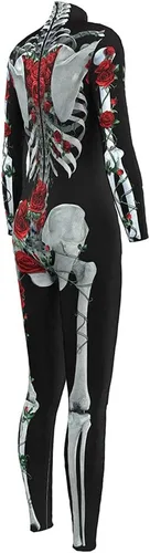 Vista 4 de Honeystore - Disfraz de esqueleto para mujer o Navidad, traje, traje, trajes ajustados 3D