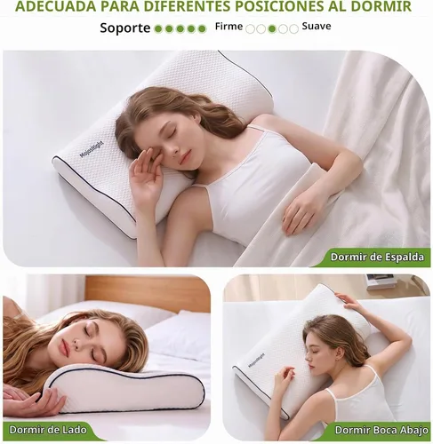 Vista 2 de Memory Foam Cooling Cervical Neck Pillow for Back Side Sleeper White