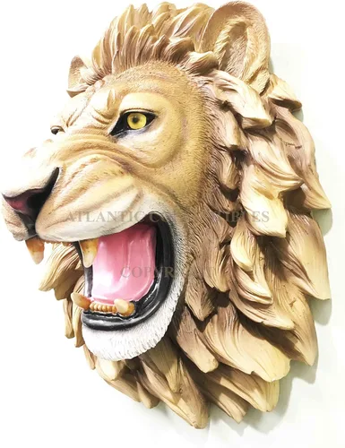 Vista 2 de Ebros Gift Placa de escultura de busto con cabeza de león rugiente grande del rey de la selva