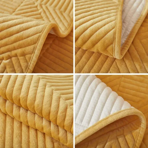 Vista 50 de vctops Funda de sofá de felpa de terciopelo acolchado geométrico, funda de sofá modular gruesa y suave, funda antideslizante para sofá, protector