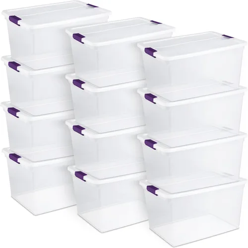 Vista 23 de Sterilite ClearView - Paquete de 4 cajas de cierre ClearView de 60 cuartos de galón, contenedores organizadores con ruedas con tapas de pestillo