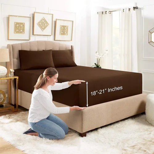 Vista 32 de Empyrean Bedding - Sábanas bajeras tamaño Queen, con sábana de cajón extra profunda – Juego de sábanas bajeras extra profundas, de 24 pulgadas