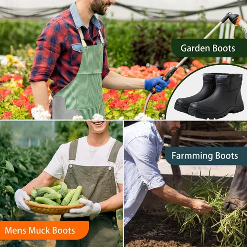 Vista 5 de Gets Botas de lluvia para hombre, impermeables, ligeras, de goma, para todo tipo de clima
