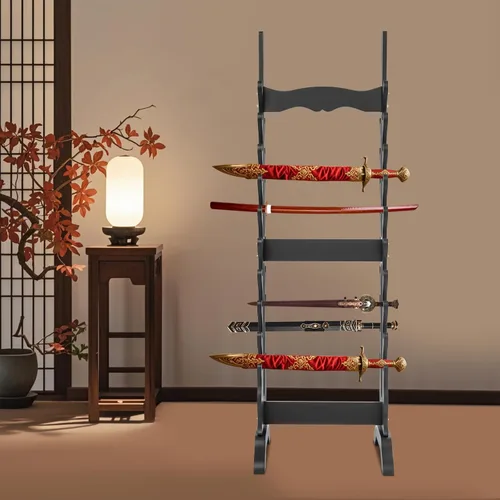 Vista 2 de Katana - Soporte para espada Soporte de piso de exhibición de espada de 20 niveles Soporte de bambú samurái Katana Soporte de piso resistente