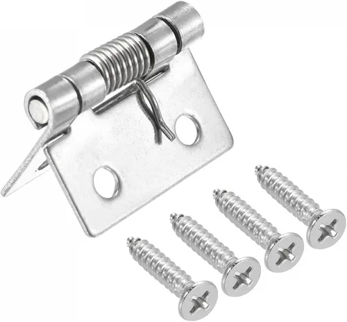 Vista 3 de uxcell Bisagras cargadas por resorte, 1" bisagra de cierre automático de acero inoxidable 304 para gabinete 2pcs