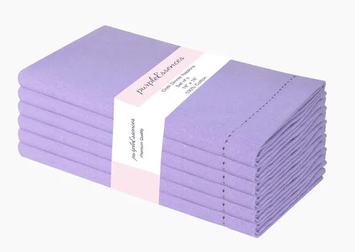 Vista 17 de PurpleEssences Juego de 6 servilletas de tela de vainica, 100% algodón, suaves, duraderas, lavables, ideales para bodas, Navidad, vacaciones
