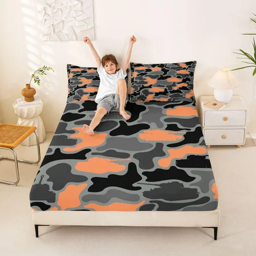 Vista 54 de Erosebridal Camouflage Sheets for Boys Girls Game Console Fitted Sheet,3D Gamer Controller Kids Bedding Sets Army Camo Bed Sets Twin 2 Piece Army