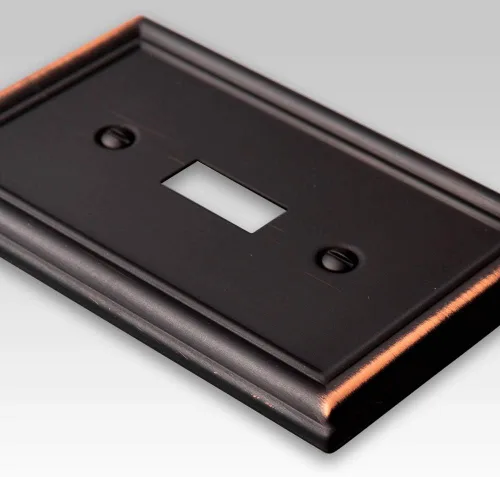 Vista 2 de Amerelle 149DDB - Placa de pared Chelsea, 1 Duplex, acero, bronce envejecido, 1 paquete