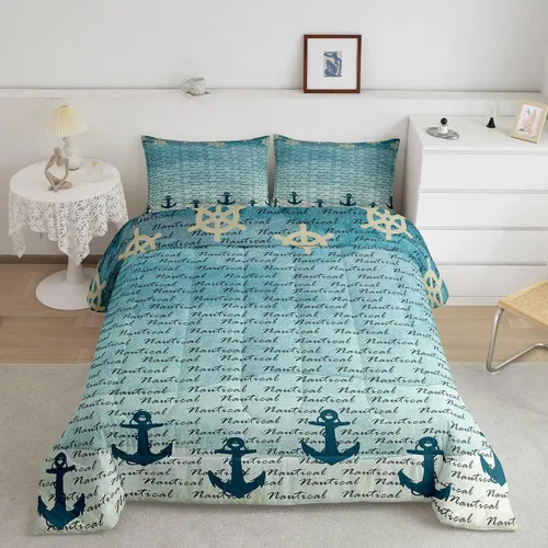 Vista 51 de Juego de edredón Lake Home Camper tamaño King, juego de ropa de cama náutica con ancla para niños, niñas, niños, adultos, decoración de dormitorio