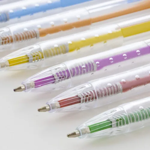 Vista 4 de BAZIC 10 Bolígrafo retráctil de color retractable ballpoint pens in 10 assorted ink colors, 1.0 mm bold, pocket clip, color-coded notes, journaling